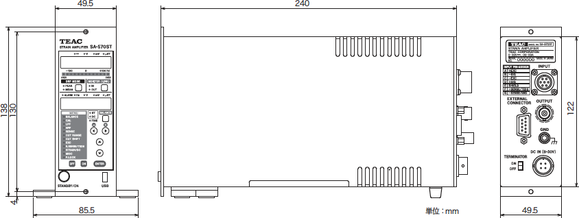 ストレイン/DCアンプ SA-570ST 外形寸法図